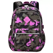 School Backpack Casual Daypack Travel Outdoor Camouflage One Size Camo Purple