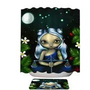 Cool Zodiac Art Libra Moon Night Elf Girl Shower Curtain