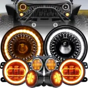 Gradient Halo 7'' LED Headlights 4" Fog Turn Fender Lights for Jeep JK 2007-2017 (for: Jeep)