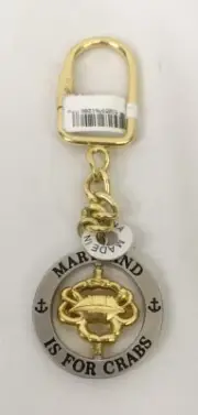 NWT Maryland Is For Crabs Spinning Metal Keychain Gold Silver Black ANT10