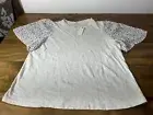 Anthropologie T.La Flutter Sleeve Knit Top White Woven Polka Dot Sleeves XL NWT