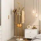 Marble Coat Rack Stand Gold Metal Tall Clothes Rail Hanger for Bedroom Hall