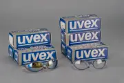 Industrial Safety Glasses, Uvex; 7 pair: assorted mirror, clear, 50%.