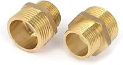 uxcell 1BSP to 3/4BSP Male Thread Brass Pipe Hex Nipple Fitting Adapter 2 Pcs