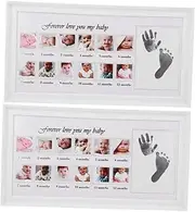 JOINPAYA 2pcs Photo Frame Keepsake Products Items Socks for Babies Footprint Keepsake Frame Registry for Girl Boy Clothes Personalised Hand White Pvc