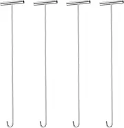 Zonon 4 Pack 31" 5th Wheel Pin Puller Solid Steel Chrome Plated Fifth Wheel Pin Puller Heavy Duty Portable Type Lifting Hooks for Pulling Storm Drain Manhole Covers (Silver,J Hook)