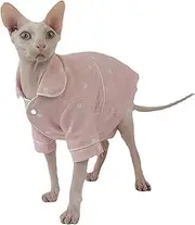 UOSIA Sphynx Cat Cotton Pajamas Boy Girl Cute Cat Shirt Soft Breathable Kitten Clothes for Sphynx, Devon, Cornish Cat Clothes and Dogs