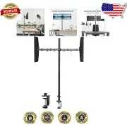 Adjustable Dual Monitor Arm with 47" Pole - Heavy Duty Mount for Home Office
