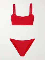 [Hunza G] Hunza G - Tyler Seersucker Bikini - Red - Beachwear One Size Beachwear One Size Red