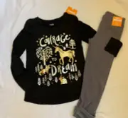 Nwt Gymboree Winter Star Sparkle Courage Unicorn Tee & Fleece Legging Sz 5/6 Sm