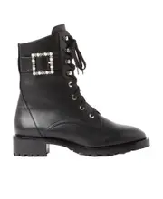 Logo flat ankle boots 36.5 Black
