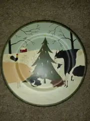 Christmas Cape Craftsmen Guest Decorative Plate Black & White Cat, Cow, Pig