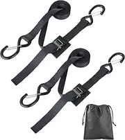 Upgraded 1'' x 8' Tie Down Straps, Cargo Roof Rack Strap Cam Buckle with Hooks, Heavy Duty Secure Strap, Black - Pack of 2