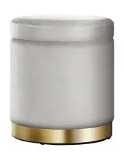 [Artiss] Ottoman Storage Foot Stool Round in Velvet Grey