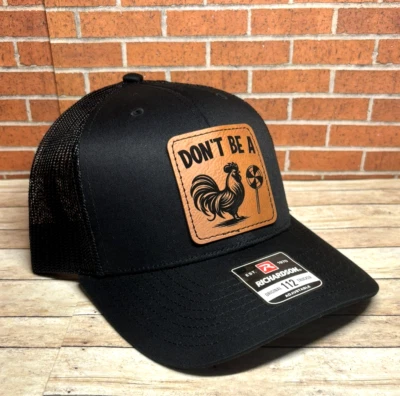 Richardson 112 Don't Be A C**K Sucker Leatherette Patch Trucker Hat - Black Hat