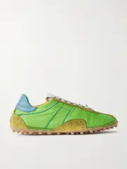 [Maison Margiela] Maison Margiela - Sprinter Leather And Brushed Suede-trimmed Shell Sneakers - Green - IT40 IT 40 Green