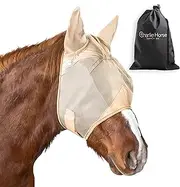 Charlie Horse Fly Mask | Durable Pro-Fit with UV Protection | Signature Mask - Oatmeal (Oatmeal, Cob/Small Horse)
