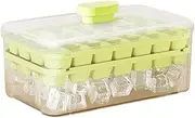 Ice Maker Tray - Ice Mold Container Double Layer - with Scoop Food-Grade Silicone Pressing Maker Container Reusable for Freezer Fridge