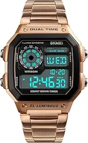 [PASOY] Men's Digital Multi-Function Watches Dual Time Alarm Stopwatch Countdown Backlight Waterproof Watch