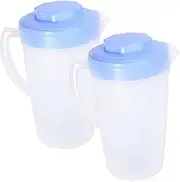 2pcs Cool Kettle with Lid Enamel Dishes Large Capacity Juices Kettle Cold Water Bottle Beer Pitcher Jug Serving Pitchers Wide Mouth Water Bottles Lemonade Drinks Bulk Wine Pink Pp
