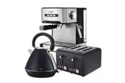 Pronti Toaster, Kettle & Coffee Machine Breakfast Set - Black
