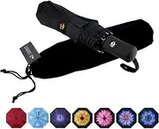SY COMPACT Travel Umbrella Windproof Automatic Lightweight Unbreakable Umbrellas-Factory Outlet Umbrella (Black)