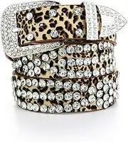 [AVZXXKUF] Rhinestone Studded Western Leather Belt Fashion Rhinestone Belt for Women Men Vintage Cowgirl Bling Design Waist Belts for Pants Jeans Dresses(Black)
