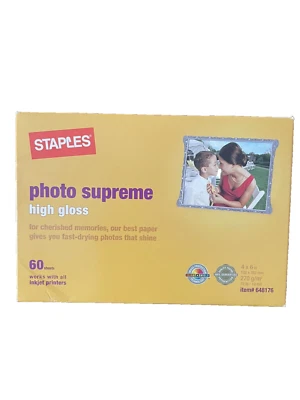 Staples photo Supreme high glass photo paper 60 sheets 4 X 6 any printers