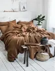 Tobacco Brown Linen Duvet Cover Stonewashed Linen Duvet Cover Linen Bedding Set
