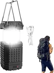 Solar Powered Camping Lights, Weatherproof Outdoor Solar Light, Rechargeable 3000Mah Waterproof Portable Lantern for Travel Backpacking Hiking Car Tent Fishing Trips Survival