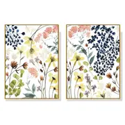 50Cmx70cm Flower Composition 2 Sets Gold Frame Canvas Wall Art