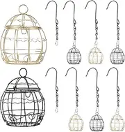 8 Pcs Fat Ball Feeders, Metal Hanging Bird Feeder, with S Hooks, Squirrel Resistant Balls, Suet Feeding Tool, for Outside Garden Tree for Wildlife & Backyard, Bird Feeder for Backyard
