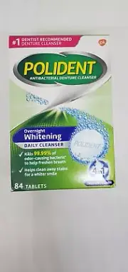 Antibacterial Denture Cleanser, Overnight Whitening Daily Cleanser, 84 Tablets