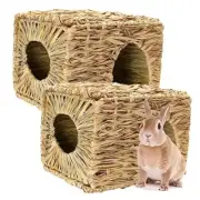 Foldable Grass Woven Animal Hut Bunny House Play Hideaway Bed Mat 12"x8"x8"