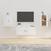 Wall Mounted TV Cabinets 2 pcs High Gloss White 40x34.5x60 cm, Engineered Wood Entertainment Center, Modern Media Storage Unit for Living Room or Bedroom