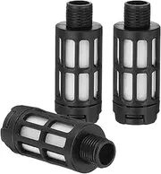 uxcell Pneumatic Muffler G 1/8, 3 Pack Plastic Air Compressor Exhaust Muffler Filters Air Solenoid Valve Muffler Fitting for Automation Pneumatic Equipment, Black