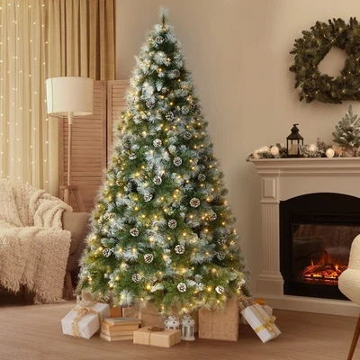 Tinseltown LED Christmas Tree 2.1M 7FT Pre-lit Light 8 Flash Modes Pine Cones