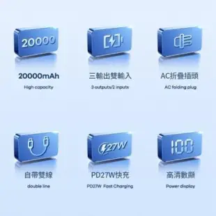 REMAX 睿量 無界4 20000mah行動電源 PD QC3.0 27W快充 自帶線無線充快充行動電源 創意充電寶