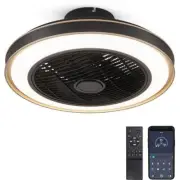 20 in. Indoor Black Modern Low Profile Ceiling Fan with LED, Smart APP Control