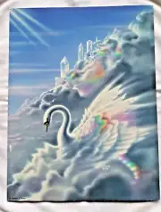 Vintage 90's Mead Pocket Folder FANTASY White Swam 12" x 9 3/8" Susan J. Dawe