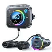 Bluetooth 5.3 FM/AUX Bluetooth Car Adapter, Air Vent Installation & Bass Black