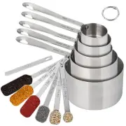 Measuring Cups and Spoons Set Heavy Duty Stainless Steel Measuring Cups and S...