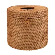 2X(Round Rattan Tissue Box Vine Roll Holder Toilet Cover Dispenser For6464