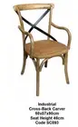 SCALA INDUSTRIAL CROSSBACK CARVER CHAIR/ DINING CHAIR WITH METAL BACK