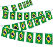 30 PCS Brazil Flag String,33 FT Brazilian National Bunting, Decor Banner for Outdoor Indoor Patio Yard Decoration