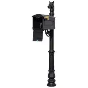 Locking Insert Mailbox System Post-Mount w/ Ornate Base + Horsehead Finial Black