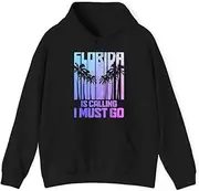 [X.Style] Florida is Calling I Must Go Vintage Retro Palm Trees Beach ds015 Hoodie Black L
