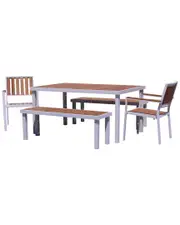 Courtyard Casual Catalina 5Pc Dining Set With 60In X39In Rectangle Table, 2 Chairs And 2 Benches