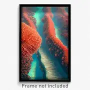 Pixel Art Poster - Wavy Coral Reef (8 Bit Psychedelic Trippy Video Game Print)