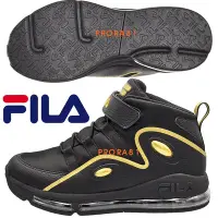 在飛比找Yahoo!奇摩拍賣優惠-FILA B401X-009 黑X金 高筒大氣墊黏帶籃球鞋【
